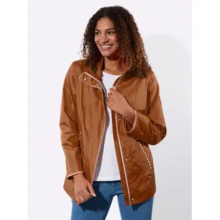 Langjacke CASUAL LOOKS, Damen, Gr. 50, cognac, weiß, 100% Polyester, unifarben, Jacken Langjacke