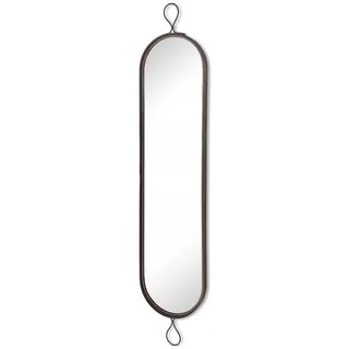 MirrorOutlet Großer Metall-Spiegel, rustikal, oval, 155 cm x 31 cm, Grün