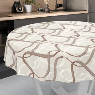 ANRO Wachstuch-Tischdecke Tischdecke abwaschbar Wachstuch Garten-Tischdecke Outdoor Indoor Rund 140cm Schnittkante Wellen, D0152AD-RU140