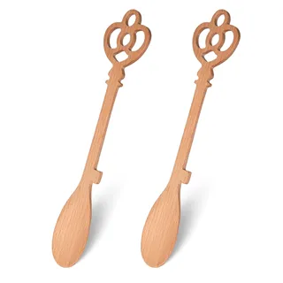 Fisura - Origineller Holzlöffel in Form. Set mit 2 Spateln zum Kochen. Löffel aus Buchenholz. Hitzebeständiges Küchenzubehör. (Schlüssel zum Schloss)