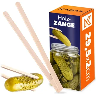 KADAX Gurkenzange 29,5 cm, Grillzange aus Holz, Küchenzange für Grill, Kochen, Braten und Servieren von Speisen, Holzzange für Gurken, Holzgrillzange, Kochzange
