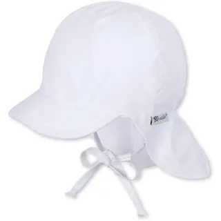 Sterntaler Schirmmütze Nacken - Unisex Baby- und Kinder Mütze mit Nackenschutz und einsteckbaren Ohrenklappen - UV-Schutz 50+ Sommermütze zum Binden - Popeline (Bio) Kopfbedeckung - weiß, Größe 43