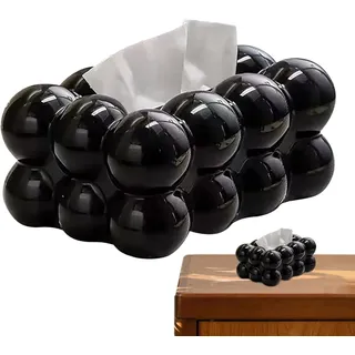 Taschentuchbox Bubble Zuckerwatte - Modernes Design Kosmetiktücher Box Tücherbox Taschentuchspender Dekorative Halter für Taschentücher für Badezimmer Küche Wohnzimmer (Schwarz, Ohne Sohlen)