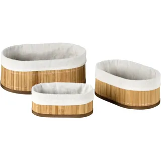 KESPER Bambus Körbchen 3er Set 30 x 30 x 10 cm Braun