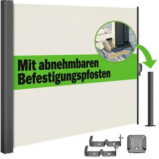 CASARIA Seitenmarkise 180 x 300 cm Creme Polyester