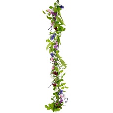 Bild Kunstblume »Blütenranke«, Blumenranke Stiefmütterchenranke Girlande EfeuRaum Wand Hochzeit, lila