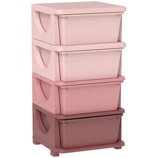 Homcom Aufbewahrungsboxen für Kinder, 4 große Schubladen, Kunststoff, Rosa , 37x76x37 cm , Babymöbel & Kindermöbel, Babyzimmer, Babyregale & Kinderregale