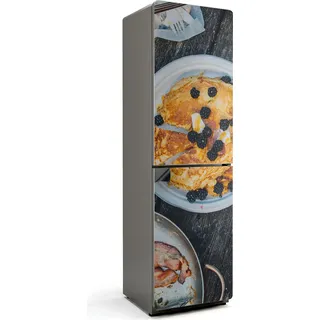Leckere Pfannkuchen mit Früchten – Magnetische Kühlschrank Abdeckung – Dekorfolie magnetisch Küche – Kühlschrank Magnet Deko – selbstklebende Magnettafel – Magnetfolie für Kühlschranktür – 60x205 cm