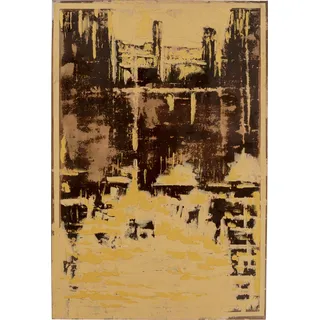 Kare Design Leinwandbild Golden Hour, Gold/Schwarz, 75x55 cm, Wandbild, Leinwand, Stadt Motiv, handgemalte Details, Klein, Wohnzimmer