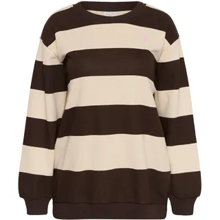 Sweatshirt KAFFE CURVE "Sweatshirt KCjomo", Damen, Gr. L, braun (seal braun, turtledove stripe), Obermaterial: 65% Baumwolle CO. 35% Polyester PES., Sweatshirts Sweatshirt