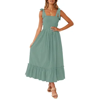 ZESICA Damen Spaghetti A Line Maxikleid Casual