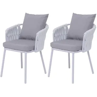 Mendler Aluminium-Gartenstuhl HWC-P89 Gartensessel 180 g/m2 hellgrau 2 St.