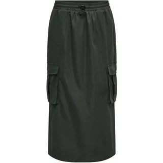 ONLY Damen Maxi Rock Langer Rock mit Cargo Taschen und elastischem Bund, Farben:Dunkelgrün, Größe:XS