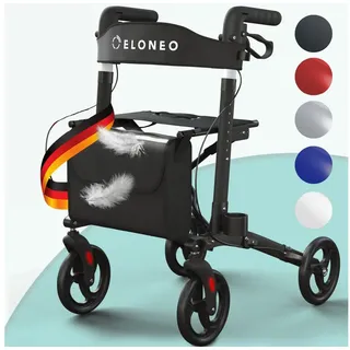 eloneo Rollator Leichtgewichtrollator mit Sitz schwarz
