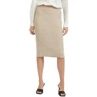 Vila Damen Viril Pencil Hw Knit Skirt - Noos Rock, Natural MelangeS