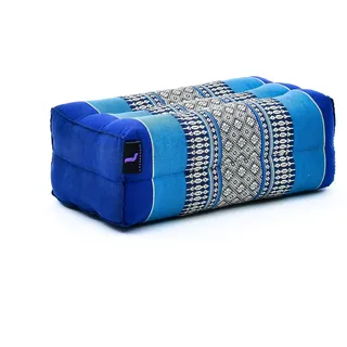 Leewadee Meditationskissen Yogakissen Block Zubehör Klotz Kissen Ökologisches Naturprodukt Thaikissen Nackenkissen, Kapok, 35 x 18 x 12 cm, Blau