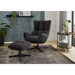 Jockenhöfer Relaxsessel Melania Webstoff 73 x 94 x 81 cm Grau mit Hocker