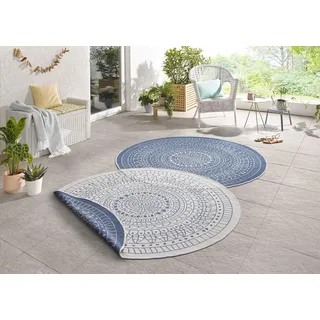 Northrugs Porto Wendeteppich«, rund, 5 mm Höhe, In-& Outdoor, Wetterfest, Balkon, Garten, Wohnzimmer, Wasserfest blau