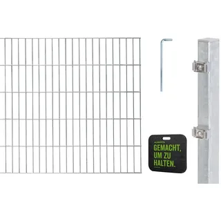 GAH Alberts Alberts Doppelstabmattenzaun »Grundset« Höhe: 80-160 cm, Gesamtlänge: 4-30 m, zum Einbetonieren, silberfarben