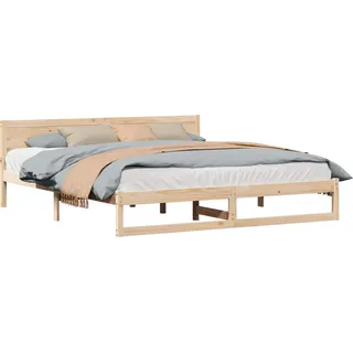 vidaXL Bettrahmen mit Kopfteil Natur 180 x 200 cm Massives Kiefernholz - Braun