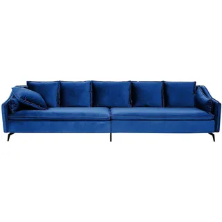 BELIANI Sofa Marineblau Samt 4-Sitzer mit Vielen Kissen Hohen Beinen Glamourös Modern Wohnlandschaft Wohnzimmer Möbel Sitzmöbel - Blau