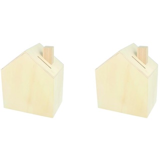 Artemio 14002221 Spardose zum Dekorieren Haus Holz 12 x 14,5 x 8 cm (Packung mit 2)