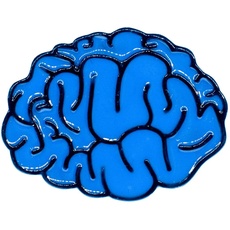 Miniblings Gehirn Brosche Hirn blau Anatomie Mensch Kopf Denken IQ Comic Brain - Handmade Modeschmuck I Anstecknadel Button Pins