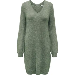 Langarm Strickkleid Midi V-Ausschnitt Pullover Dress Knielang JDYELANORA | M - Grün