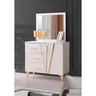 Schminktisch mit Spiegel Schlafzimmer Weiß Einfarbig Rechteckig Modern Design - Weiß