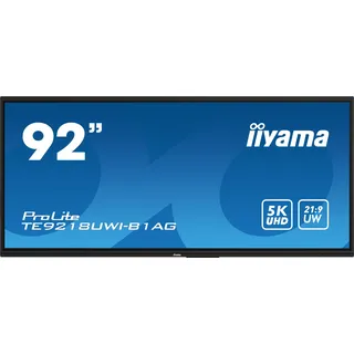 iiyama ProLite TE9218UWI-B1AG - 234 cm (92") Diagonalklasse (232.5 cm (91.5") sichtbar) LCD-Display mit LED-Hintergrundbeleuchtung - interaktive Digital Signage - mit Touchscreen (Multi-Touch) / optionaler Slot-in-PC - 5K UHD (2160p) 5120 x 2160 - schwarze