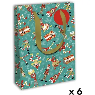 Eurowrap X-34647-2C Excellia Geschenktüten, großes Format, 26,5 x 14 x 33 cm, 210 g, Motiv: Weihnachtswichtel, ideal für: Gesellschaftsspiele, Puzzles, Geschenke