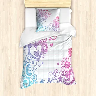 ABAKUHAUS Liebe Mantele, Valentinstag-Strudel, Milbensicher Allergiker geeignet mit Kissenbezügen, 135 cm x 200 cm - 80 x 80 cm, Rosa Violett Blau - Rosa
