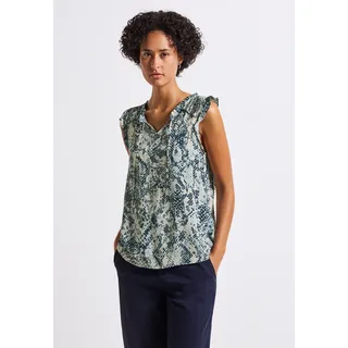 STREET ONE Damen, 3411797 Print mit Rüschen, Arona Blue, 38