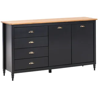 Beliani Sideboard 150 x 83 x 40 cm Schwarz / Gold / Braun