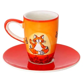 Mila Keramik Espresso-Tasse mit Untere, Oommh Katze