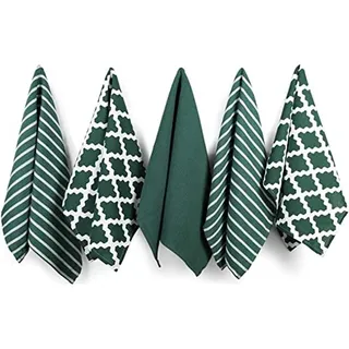 Penguin Home Premium Geschirrtuch aus 100% Reiner Baumwolle für die Küche, Set mit 5 Küchentüchern, weiche und langlebige Küchentücher, Handtuch-Set, maschinenwaschbar, 65 x 45 cm, Farbe – Grün