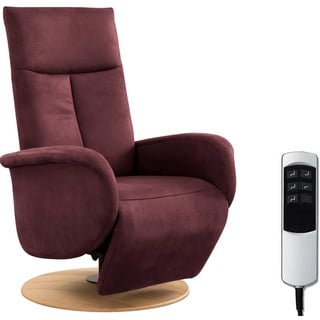 CAVADORE TV-Sessel Juba / Fernsehsessel mit elektrisch verstellbarer Relaxfunktion / 2 E-Motoren / 75 x 112 x 82 / Lederoptik, Weinrot