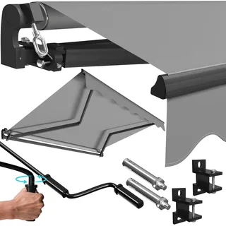 KESSER® Gelenkarmmarkise manuelle Markise Gelenkmarkise Terrassenmarkise Klemmmarkise Sonnenmarkise inkl. Wandhalterung Sonnenschutz Balkonmarkise wasserabweisender Alu/Polyester - Grau