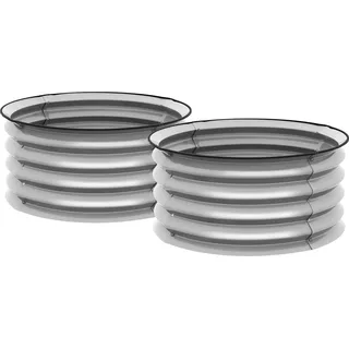 Fortuna Lai Hochbeet aus Metall 2er Set Blumenkasten Kräuterbeet Pflanzkasten mit offenem Boden Gemüsebeet für Garten Silber 60x60x30 cm - Silber