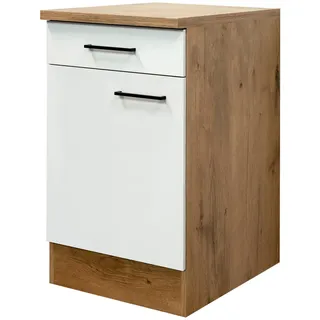 FlexWell Küchenunterschrank , Eichefarben, Magnolie , Metall , 1 Fächer , 1 Schublade(n) Schubladen , einzeln stellbar , 50x85x57 cm , Made in Germany , individuell planbar , Küchen, Küchenmöbel, Küchenschränke, Küchenunterschränke