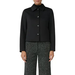 Hemdjacke S.OLIVER BLACK LABEL, Damen, Gr. 40, schwarz, Web, Obermaterial: 92% Polyester, 8% Elasthan. Futter: 100% Polyester, unifarben, regular fit taillenbedeckt, gerader Abschluss, Jacken Hemdjacke, mit Hemdkragen