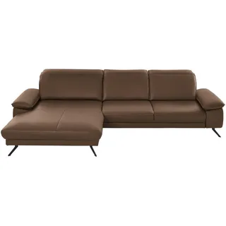 Dieter Knoll Ecksofa , Braun , Leder , Echtleder , Longlife-Leder, Semi-Anilinleder , Uni , Ottomane links, L-Form , 328x193 cm , Goldenes M , Fußauswahl, Lederauswahl, planbar, seitenverkehrt erhältlich, Hocker erhältlich, Rückenfutter, individuell planbar , Wohnzimmer, Sofas & Couches, Wohnlandschaften, Ecksofas