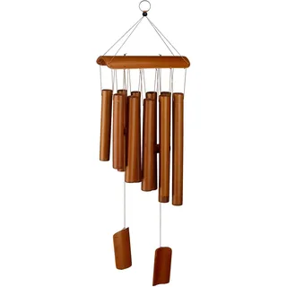 Relaxdays Bambus Windspiel, angenehmer Klang, Balkon & Garten, Klangspiel zum Aufhängen, HxB: 58,5 x 18,5 cm, Natur