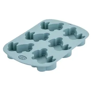 Dr. Oetker Silikon-Backform Mini Häschen, Vintage Oster Manufaktur, 6er Set, hochwertiges Platinsilikon, Pastellgrün, Temperaturbeständig