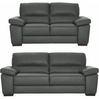 Calia Italia Polstergarnitur Gaia Leder 2-Sitzer + 3-Sitzer Grau