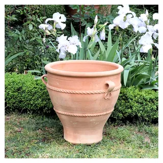 Terracotta Pflanzgefäß mit Henkel, handgefertigt und frostfest, Blumenkübel für Garten Deko, 35-80 cm, Rosa 2 (50 cm) - Rosa