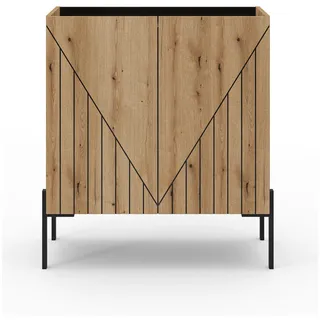 Livetastic Kommode , Schwarz, Eiche dunkel , Metall , Holzoptik , 2 Fächer , 82x91x40 cm , FSC Mix , stehend , Kleinmöbel, Kommoden, Kommoden