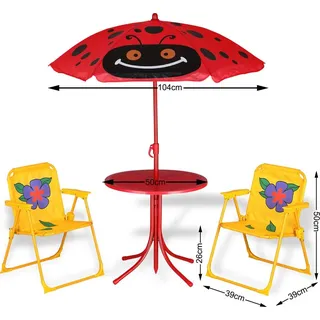 SPIELWERK Kindersitzgruppe Garten mit Sonnenschirm höhenverstellbar 2x - Silber