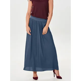 Maxirock ONLY "ONLVENEDIG – Maxilänge mit elastischem Bund für luftigen Komfort", Damen, Gr. XS (34), blau (vintage indigo), Web, Obermaterial: 100% Viskose, unifarben, regular fit wadenlang, Röcke Maxirock, Viskose, Topseller