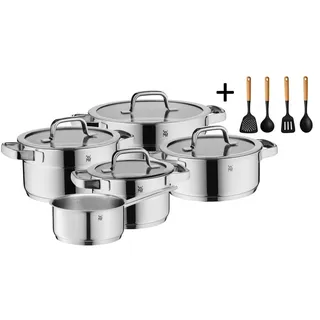 WMF Topfset Compact Cuisine - 5-teilig - Inklusive GRATIS Cookinglife Kochgeschirr Set - Kochtopf ø 16, 16, 20 und 20 cm sowie Stielkasserolle ø 14 cm - Silber